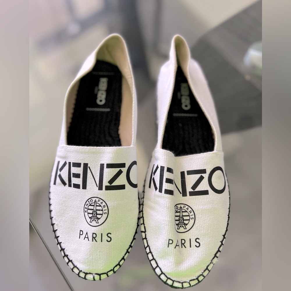 Kenzo White Canvas Printed Espadrilles